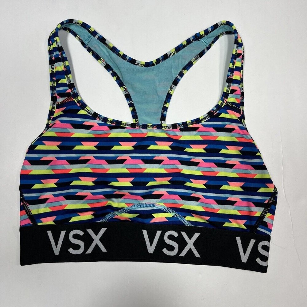 VSX Victoria's Secret Size Small Sport Racerback Multicolor Stripe Sports Bra-